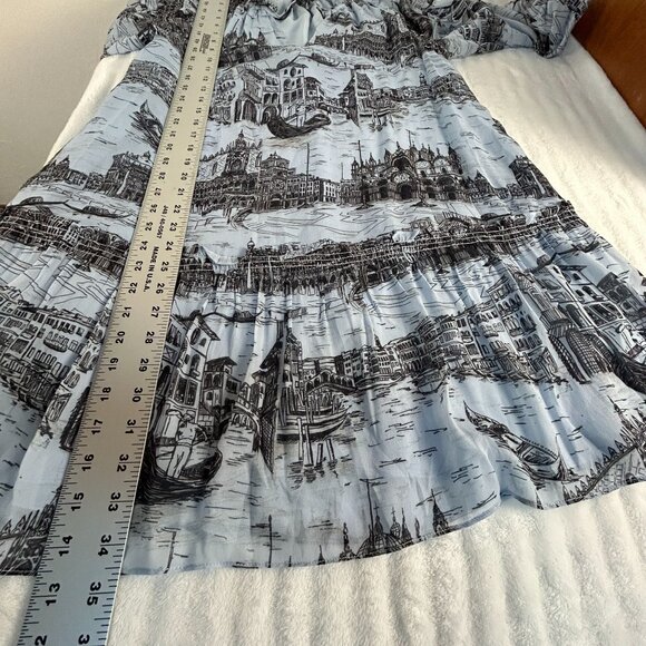 Derek Lam 10 Crosby Womens Juno Trapeze Mini Dress Size 2 Blue Black Print Lined - Picture 9 of 9